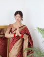 Maroon Colour Pure Soft Silk Saree With Twirling Blouse Piece