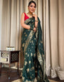 Green Colour Pure Soft Silk Saree With Twirling Blouse Piece