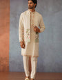 Off White Sequined Kurta with Jacket Set