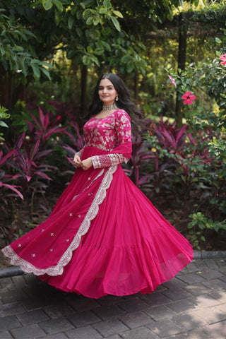 Traditional Elegance Anarkali Gown And Dupatta Set