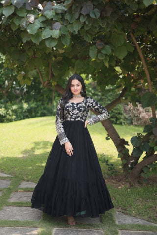 Elegance Of Jacquard  Gowns With Sequins Embroidered Work