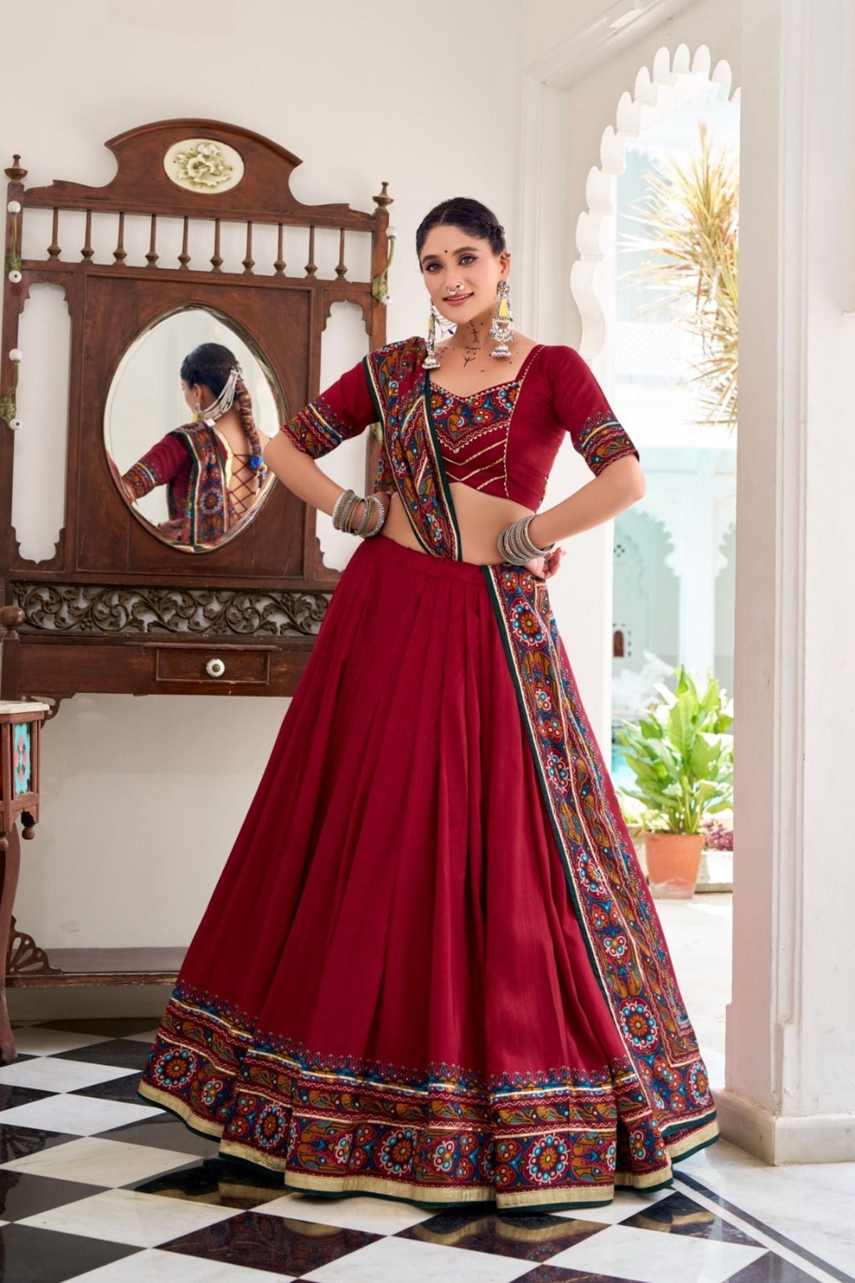 Gamthi Print Embossed Designer Beautiful Lehenga Choli