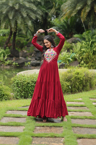 Maroon Attractive Navratri Gown