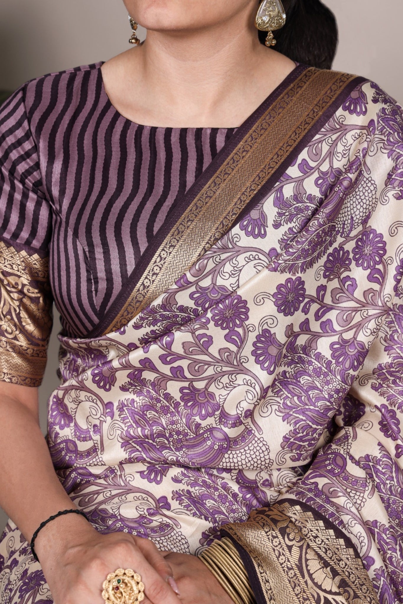 Tasar Silk Printed With Viscose Border Beautiful Saree