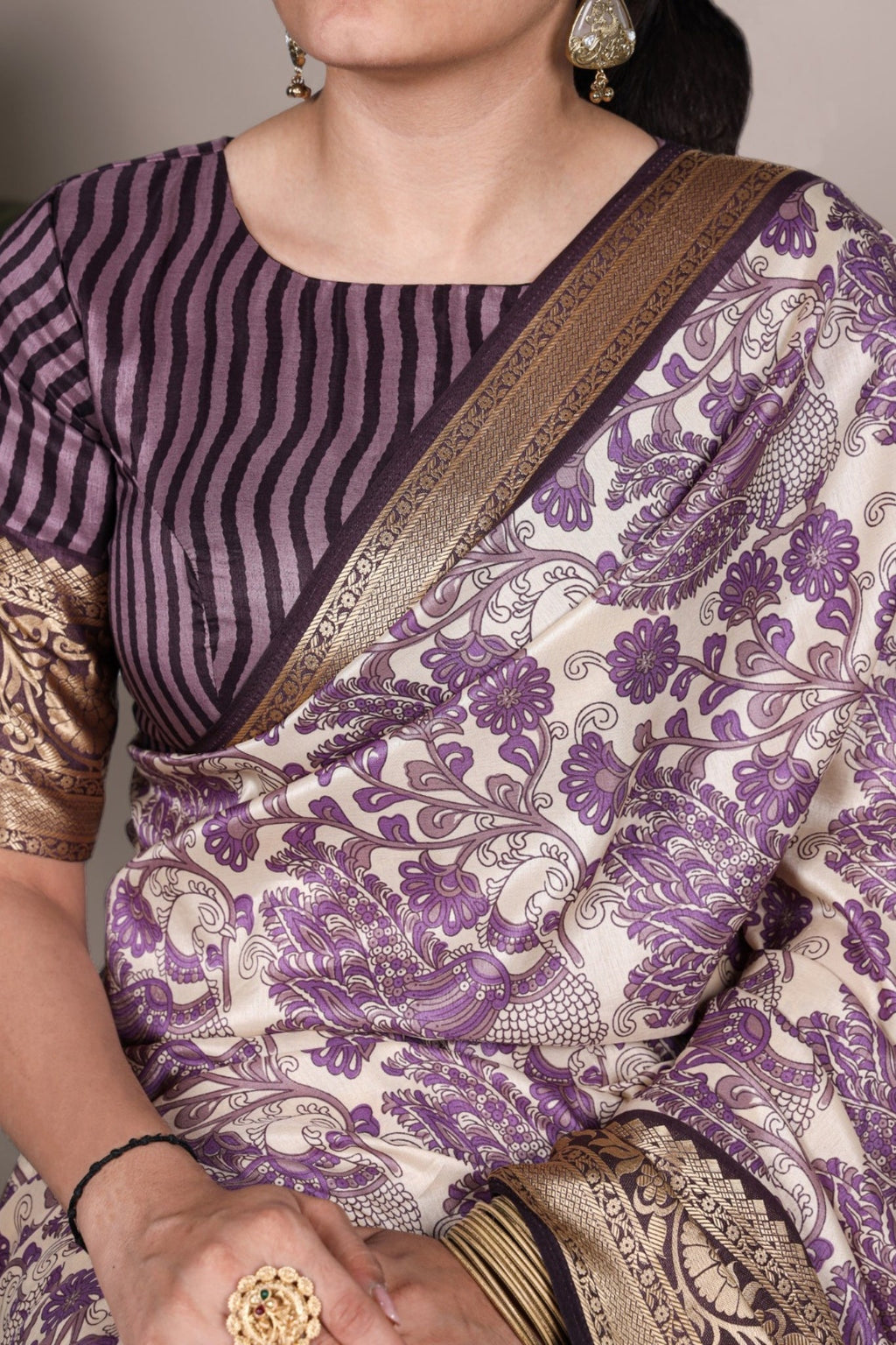 Tasar Silk Printed With Viscose Border Beautiful Saree