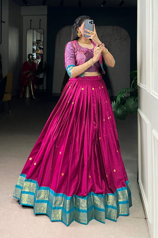 Premium Poly Cotton Zari Woven Lehenga Set – Perfect for Weddings & Celebrations