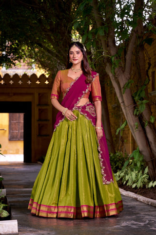 South Indian Style Kanchipuram Silk Lehenga Choli