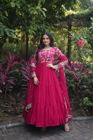 Traditional Elegance Anarkali Gown And Dupatta Set