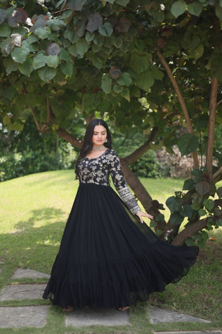 Elegance Of Jacquard  Gowns With Sequins Embroidered Work