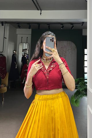 TILTON POLY COTTON PRINTED ZARI WEAVING LEHENGA WITH PURE COTTON HAND WORK BLOUSE