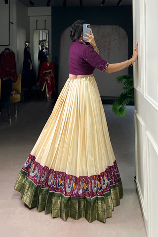 TILTON POLY COTTON PRINTED ZARI WEAVING LEHENGA WITH PURE COTTON HAND WORK BLOUSE