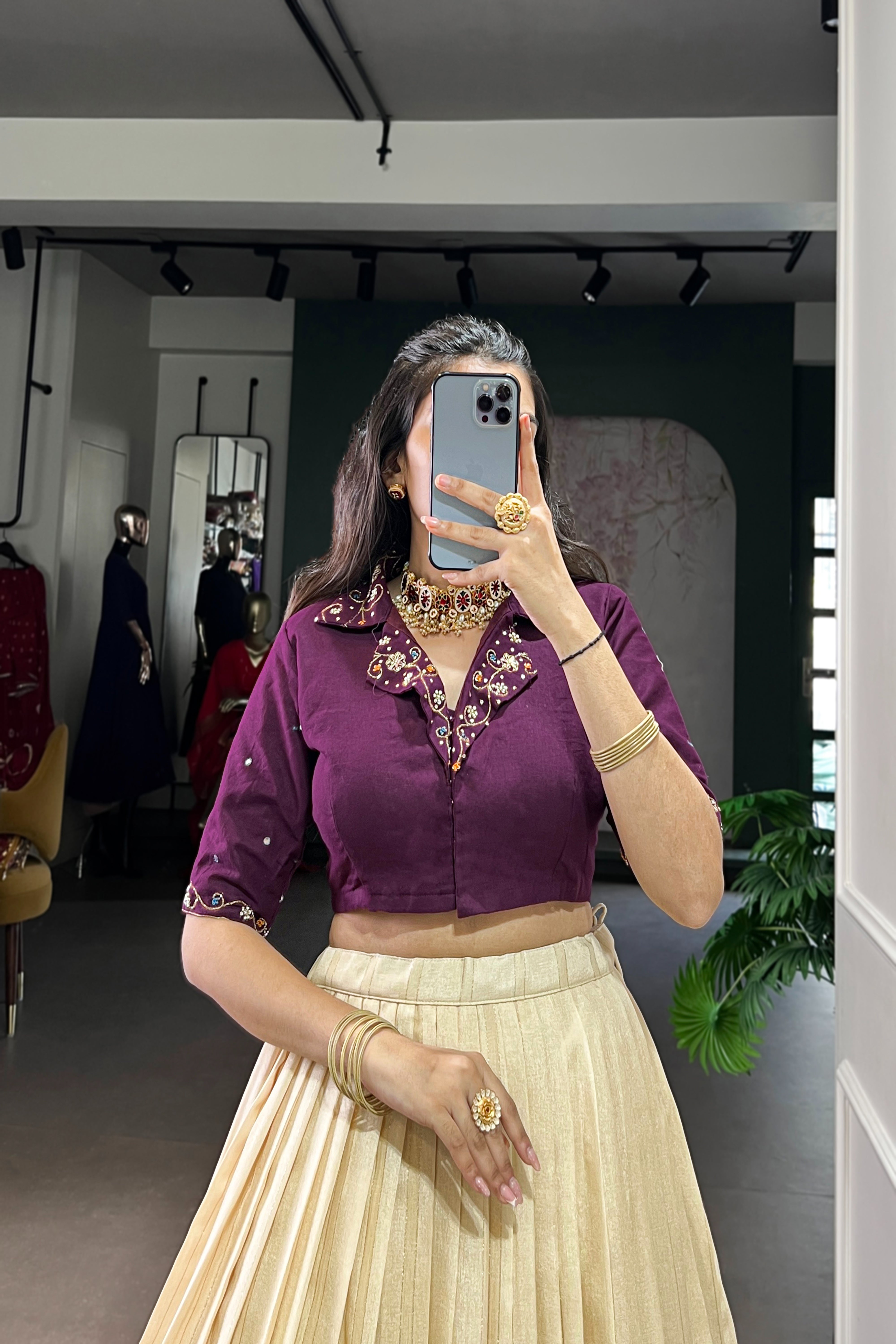 TILTON POLY COTTON PRINTED ZARI WEAVING LEHENGA WITH PURE COTTON HAND WORK BLOUSE