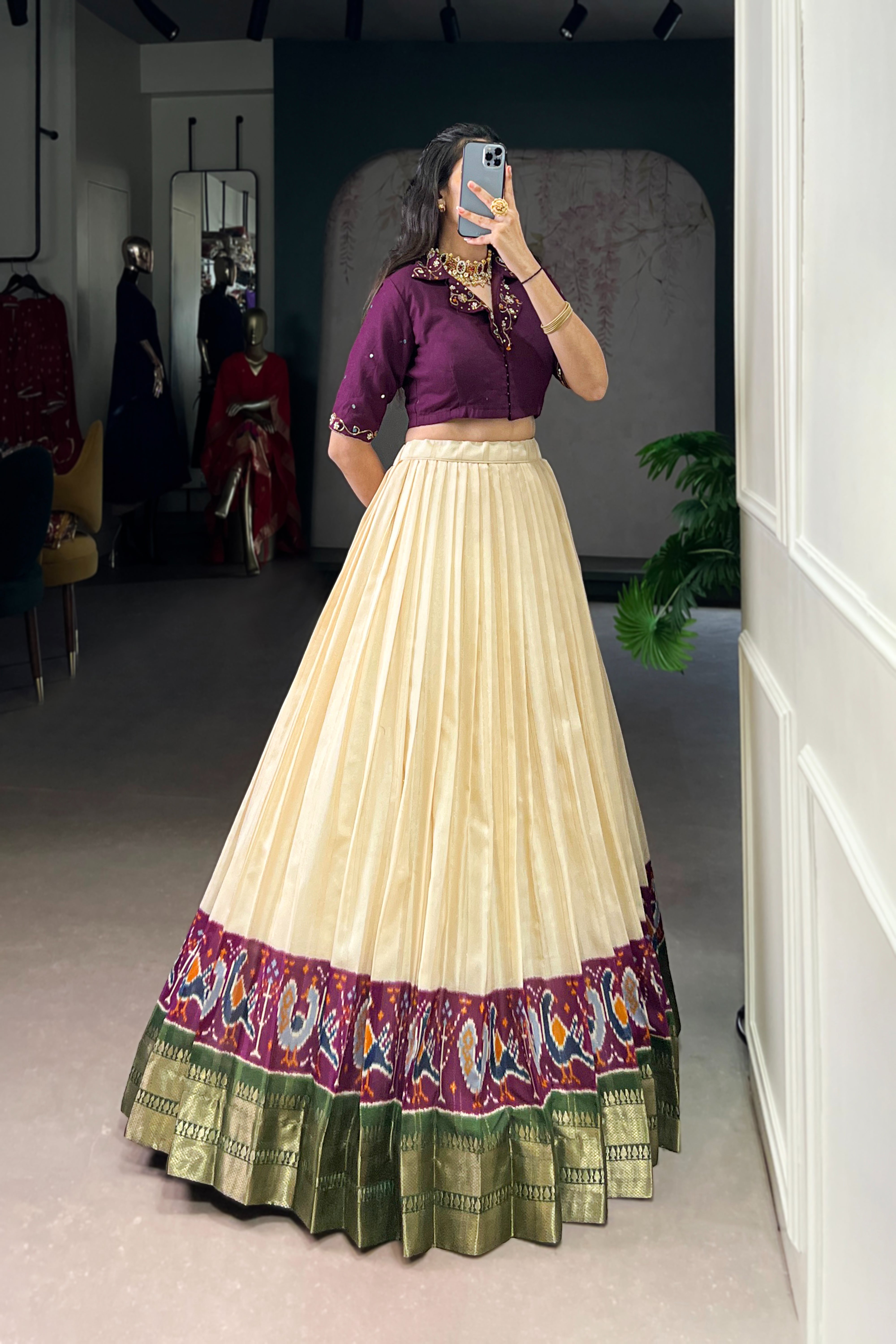 TILTON POLY COTTON PRINTED ZARI WEAVING LEHENGA WITH PURE COTTON HAND WORK BLOUSE