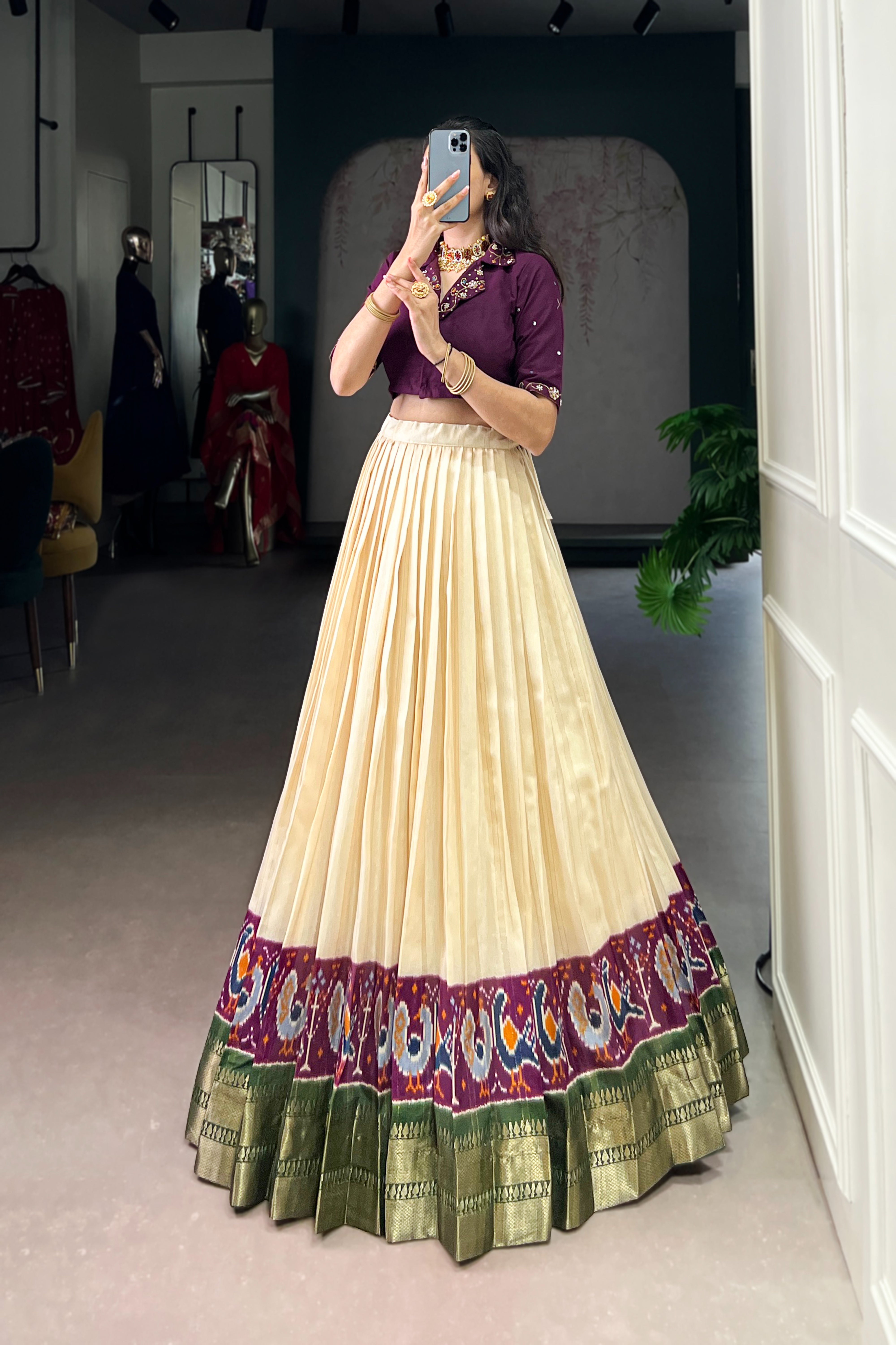 TILTON POLY COTTON PRINTED ZARI WEAVING LEHENGA WITH PURE COTTON HAND WORK BLOUSE
