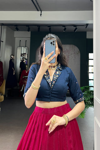 TILTON POLY COTTON PRINTED ZARI WEAVING LEHENGA WITH PURE COTTON HAND WORK BLOUSE