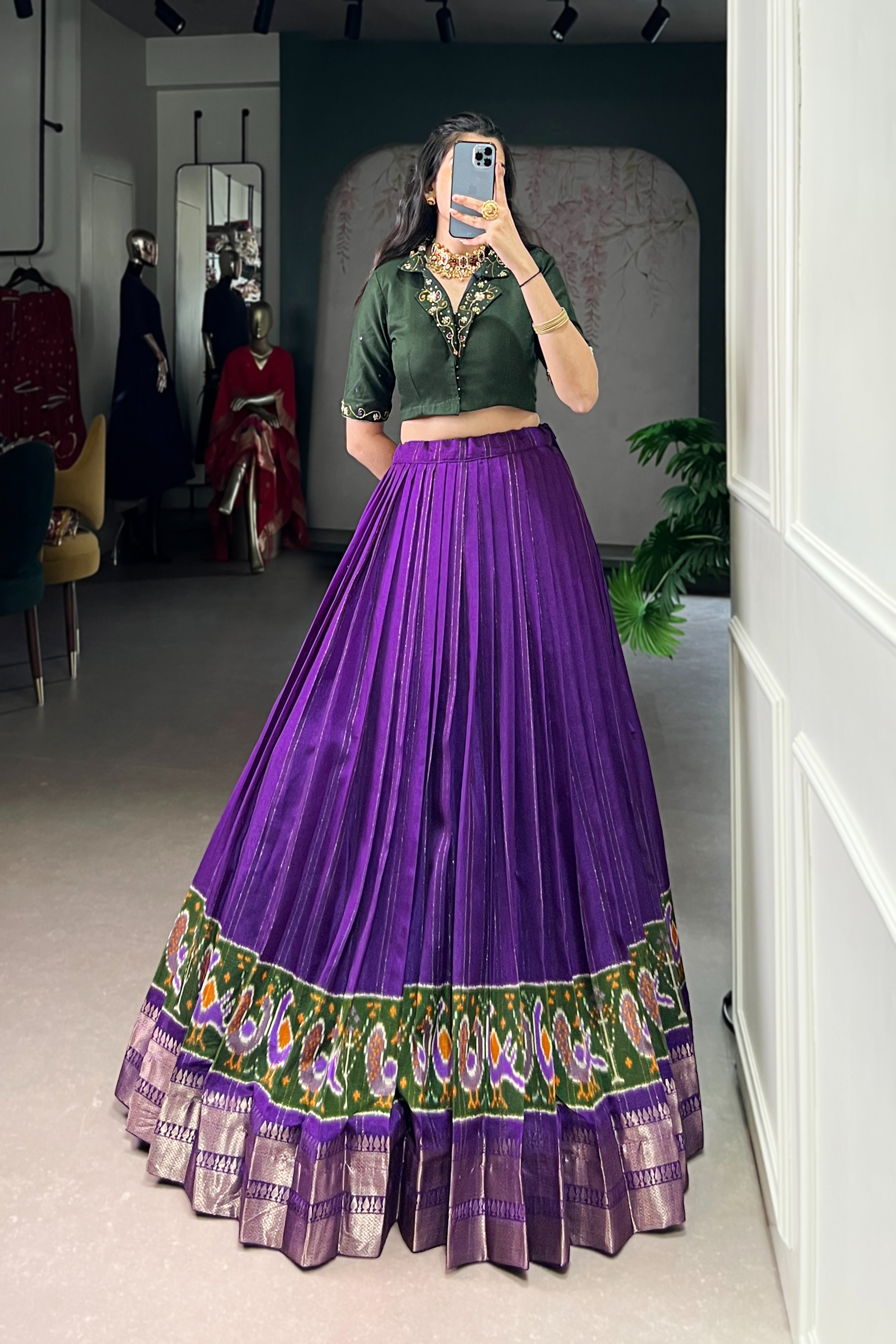 TILTON POLY COTTON PRINTED ZARI WEAVING LEHENGA WITH PURE COTTON HAND WORK BLOUSE