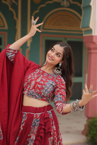 Printed Readymade Rayon Designer Navratri Lehenga Choli