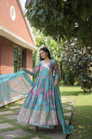 Elegant beauty perfect designer readymade gown with dupatta collections