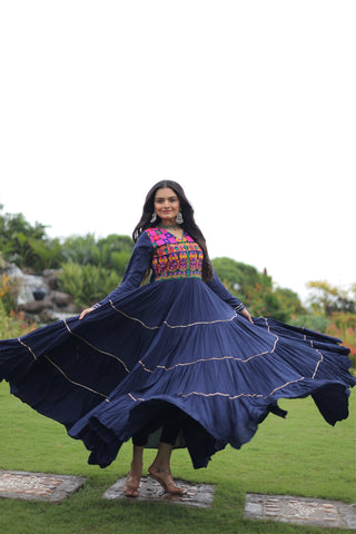 Kutchi Gamthi Embroidered With Mirror Hand Work Navratri Special Gown