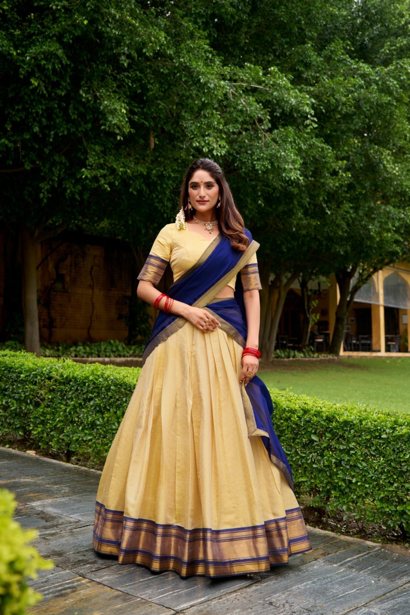 The Royal Kanchipuram Zari Weave Half Saree