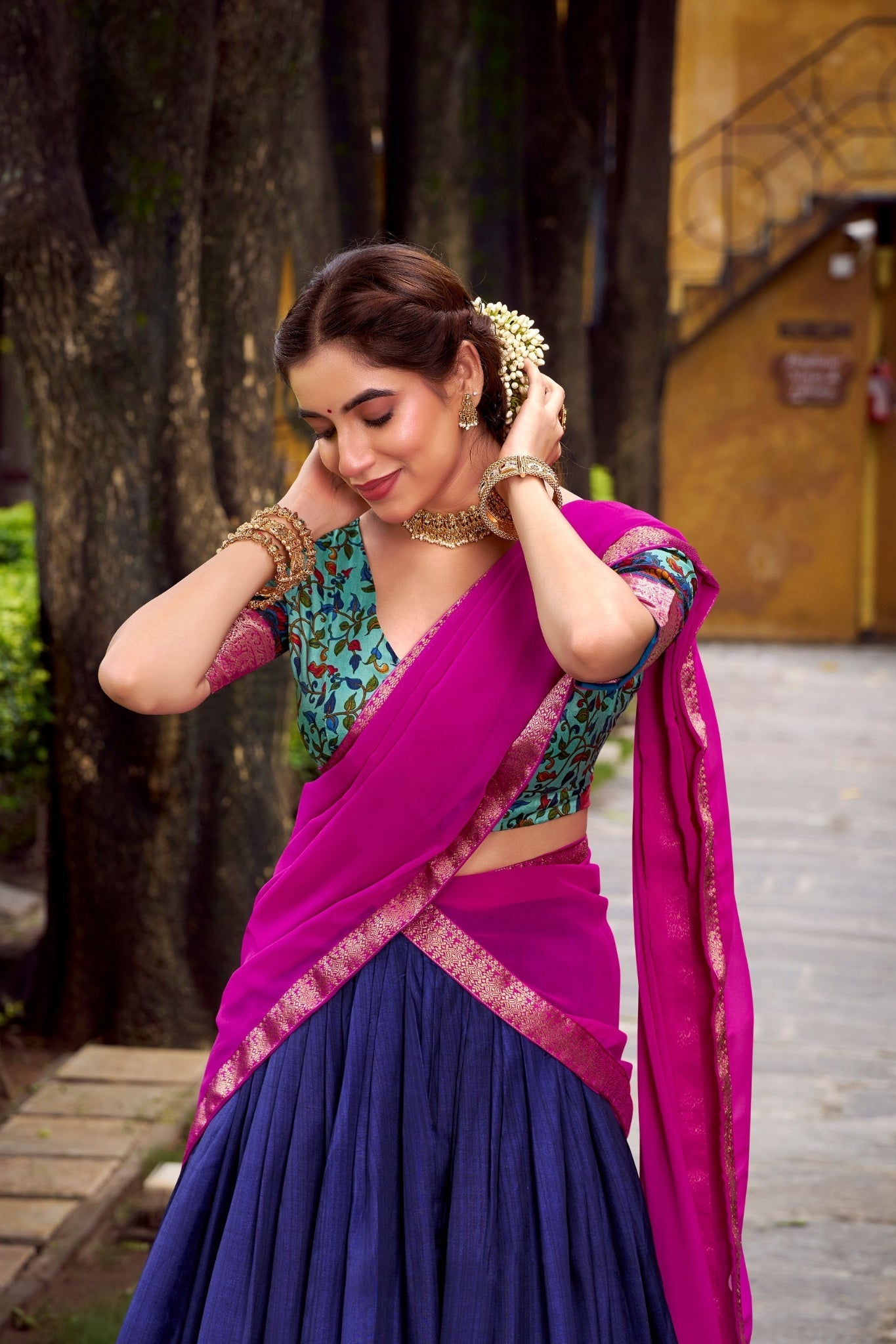 Aastha Silk South Indian Wedding Lehenga Choli With Zari Weaving And Georgette Dupatta