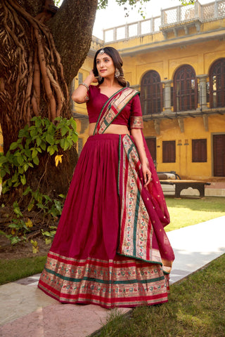 Ethereal Elegance Pure Chanderi Zari Woven Luxury Lehenga Set
