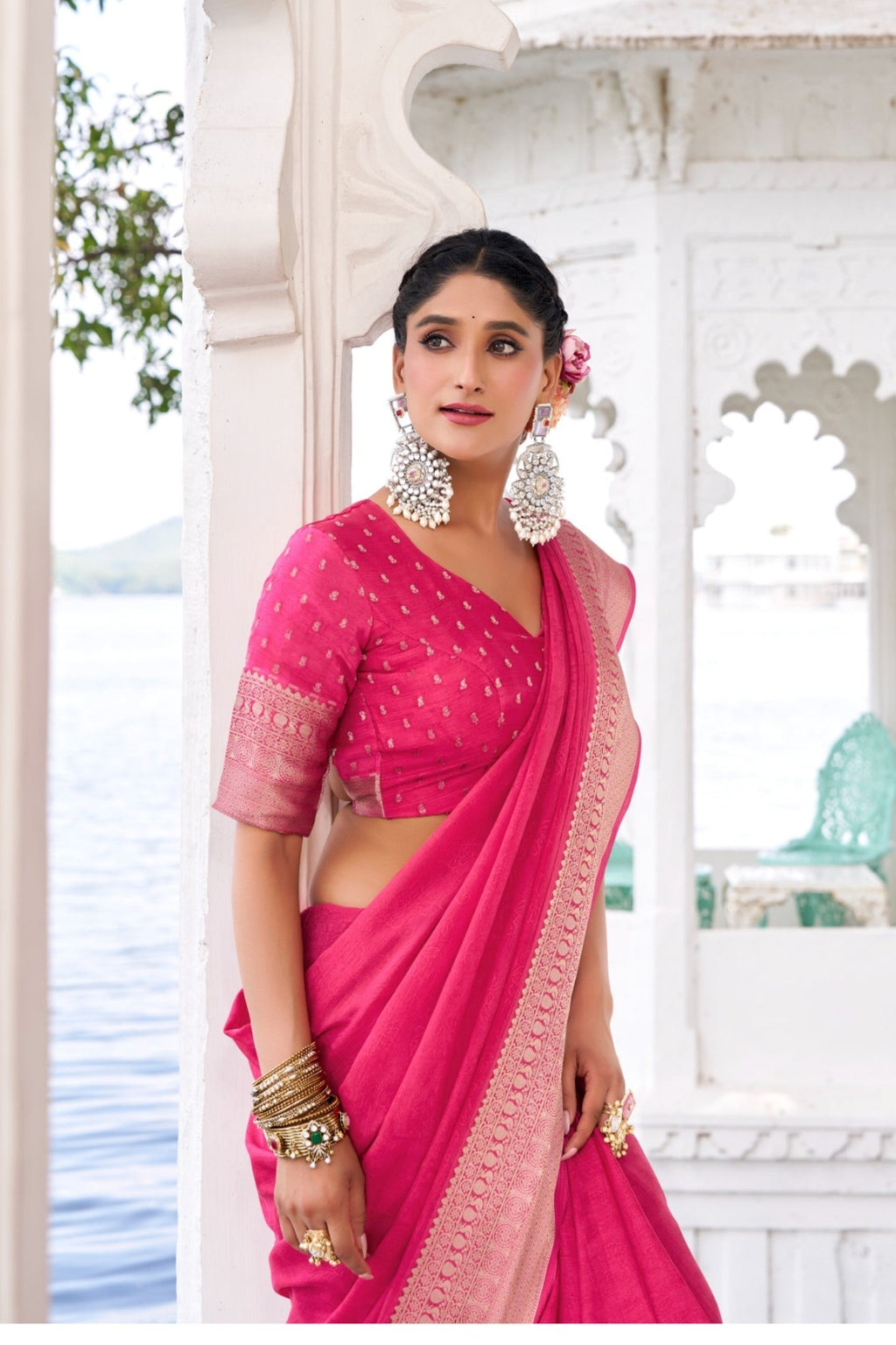 Chinon Saree With Zari Weaving Explore Acriine Ethnic Collection