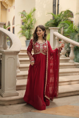 Sequins Multi Embroidered Work Anarkali Gown