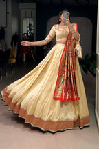 Designer Silk Paithani Lehenga Choli Set With Zari Weaving