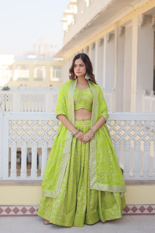 The Elegance of a Designer Viscose Jacquard Lehenga Choli Set