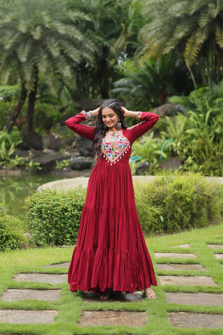 Maroon Attractive Navratri Gown