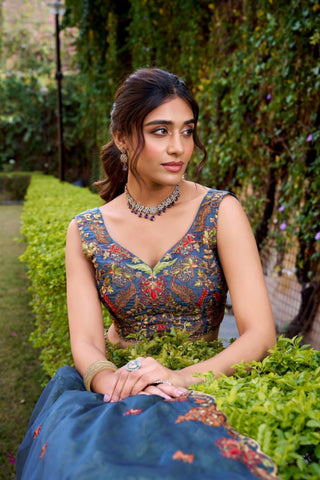 Ethereal Teal Chanda Silk Lehenga Set Crafted In The Spirit Of Modern Royalty