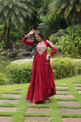 Maroon Attractive Navratri Gown