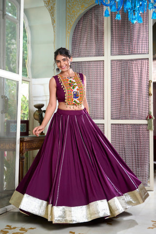 Festive Best Rayon Lehenga With Gamthi Work Blouse For Navratri