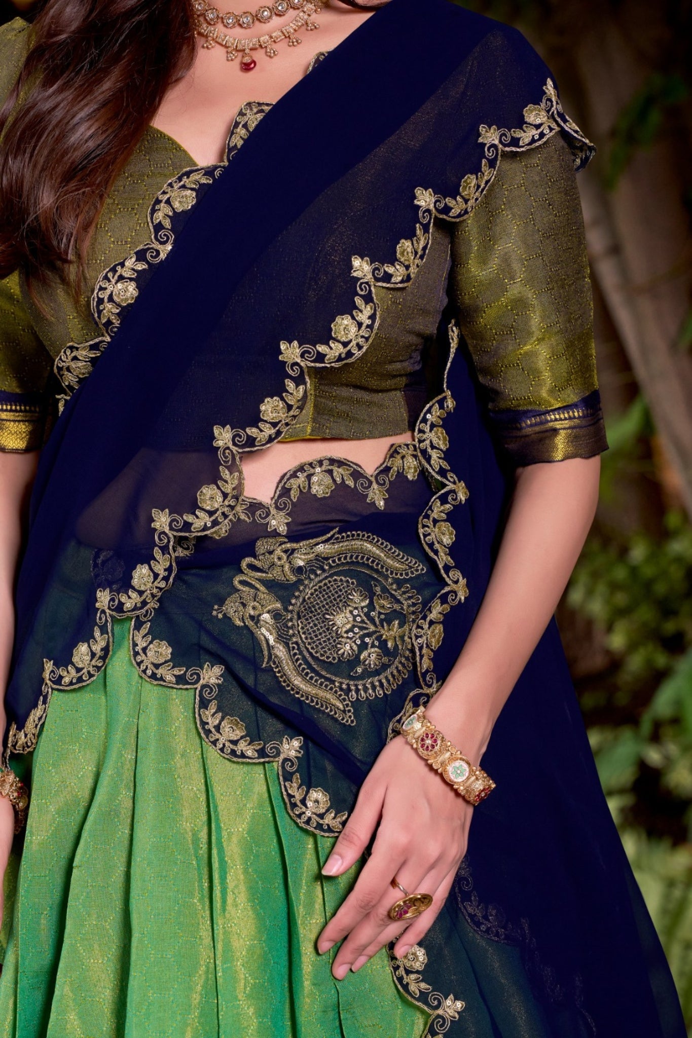 South Indian Style Kanchipuram Silk Lehenga Choli