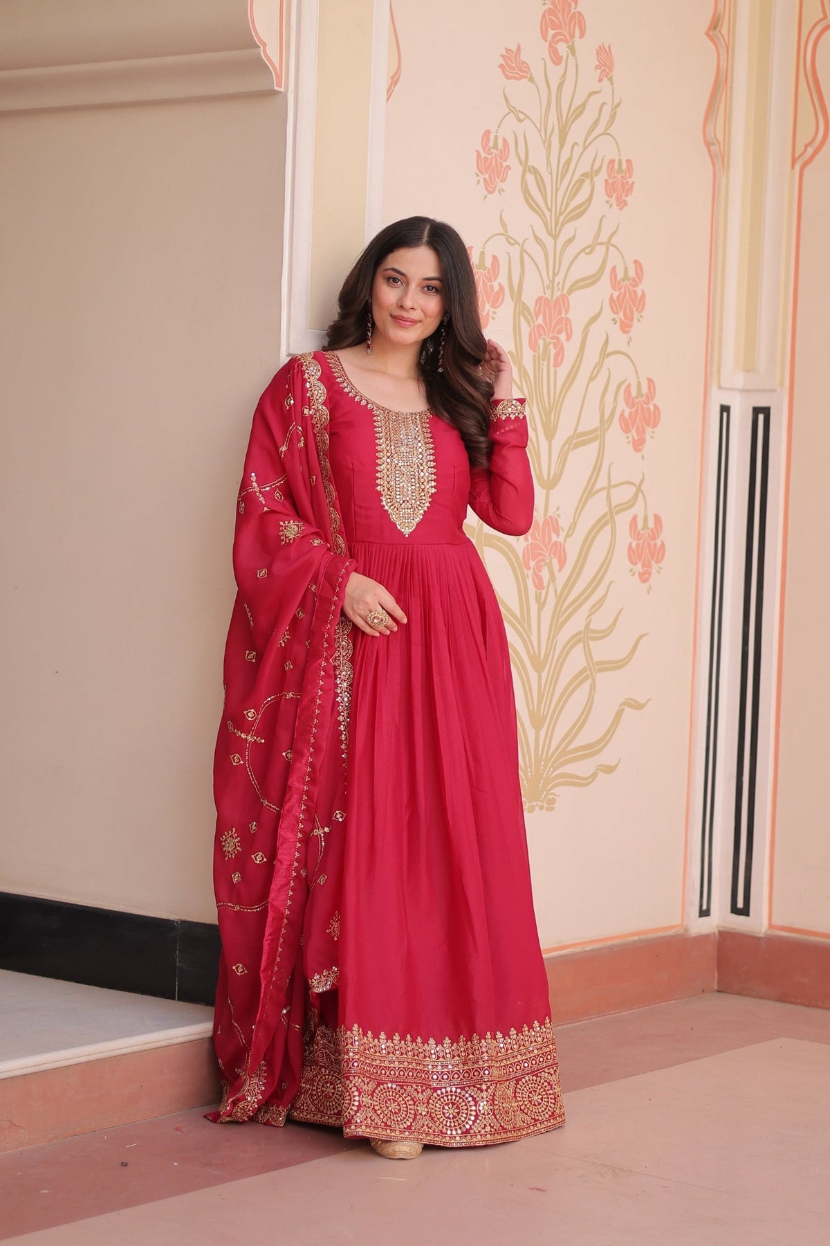 Designer Gown With Zari Sequins Elegance