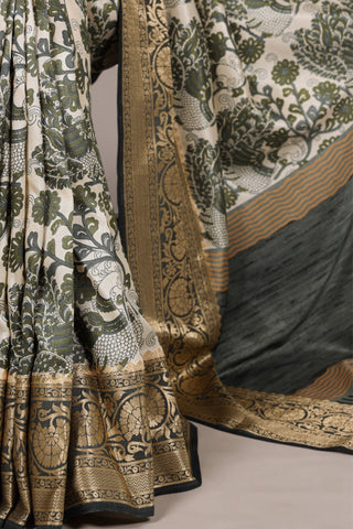 Tasar Silk Printed With Viscose Border Beautiful Saree