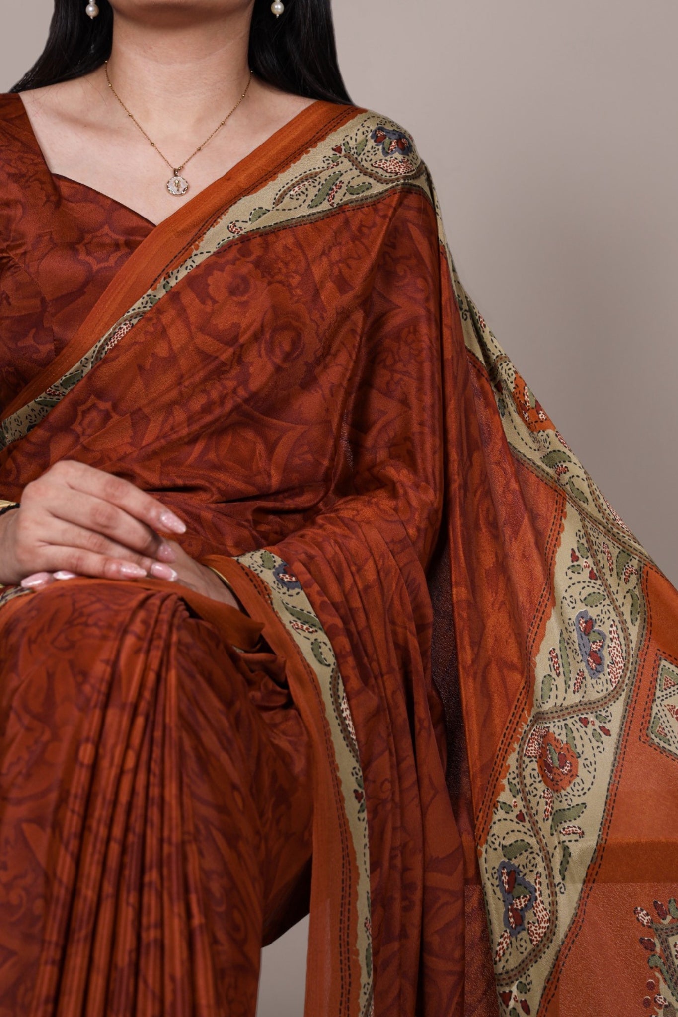 Printed Crepe Saree