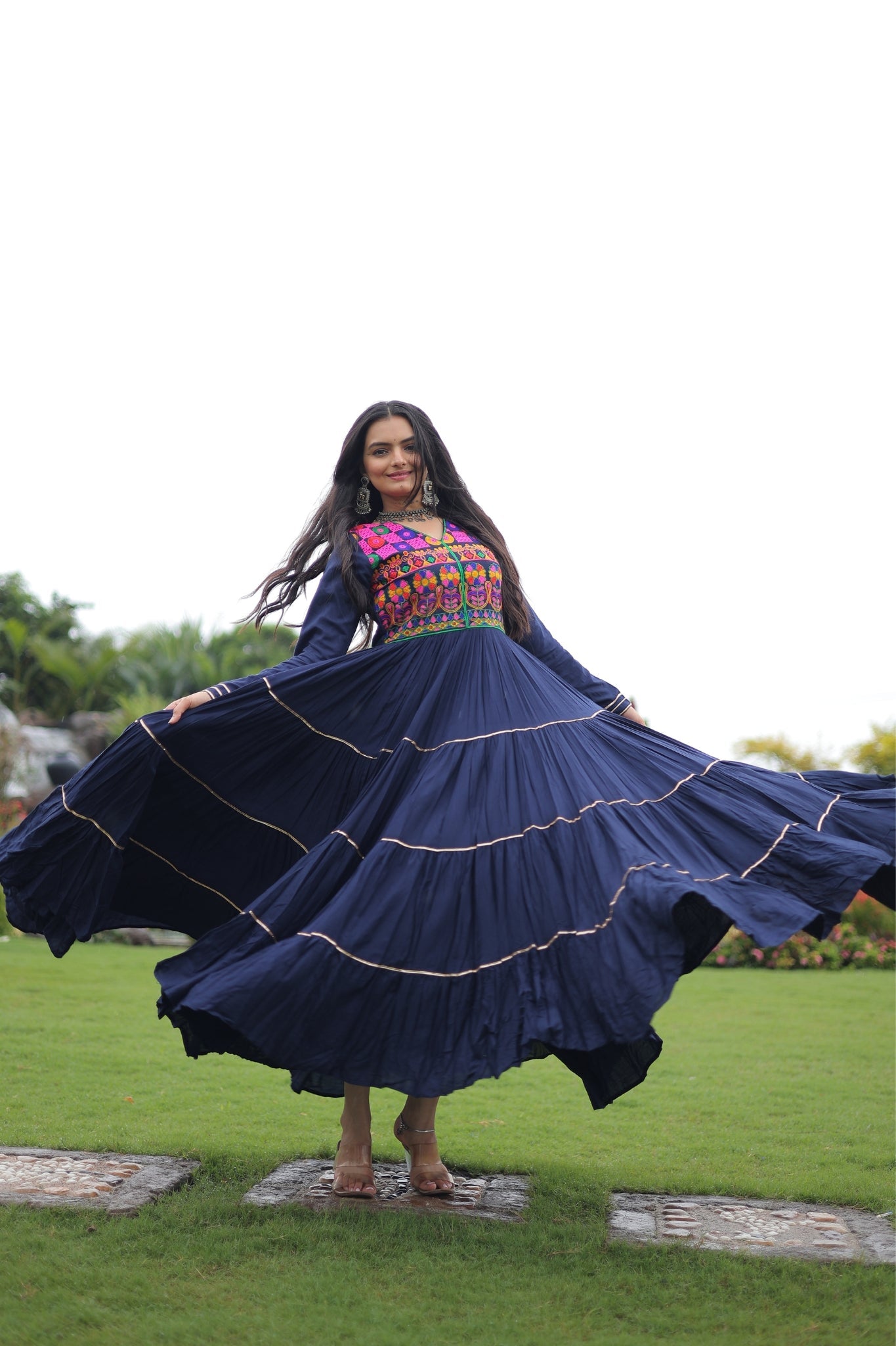 Kutchi Gamthi Embroidered With Mirror Hand Work Navratri Special Gown