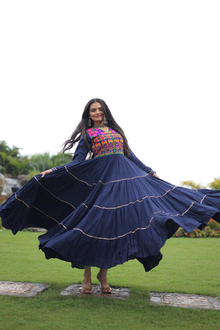 Kutchi Gamthi Embroidered With Mirror Hand Work Navratri Special Gown