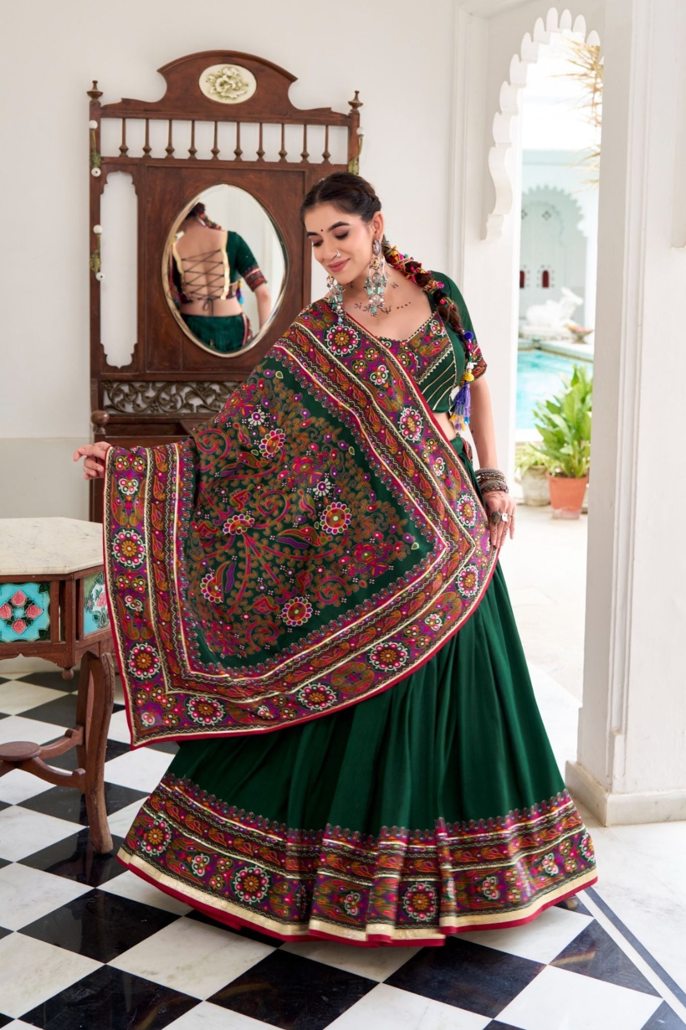 Gamthi Print Embossed Designer Beautiful Lehenga Choli