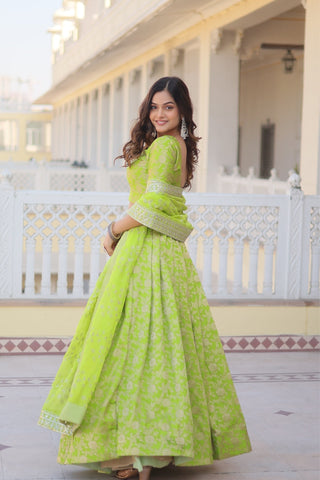 The Elegance of a Designer Viscose Jacquard Lehenga Choli Set