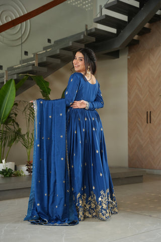Wedding Designer Embroidered Zari Sequins Work Gown