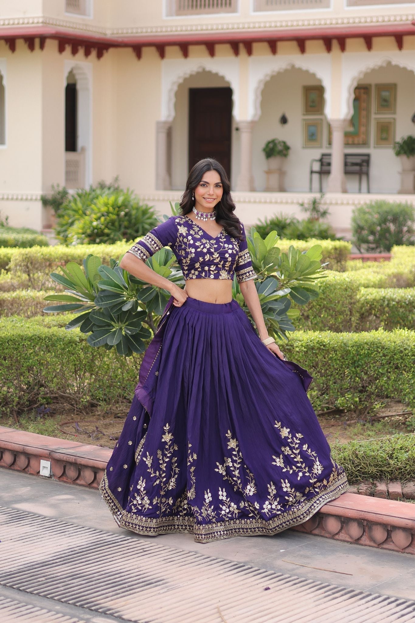 Regal Vichitra Silk Lehenga Choli With Heavy Zari And Sequin Embroidery