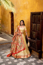 Designer Silk Paithani Lehenga Choli Set With Zari Weaving
