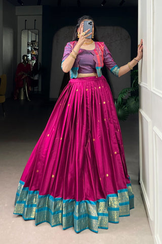 Premium Poly Cotton Zari Woven Lehenga Set – Perfect for Weddings & Celebrations