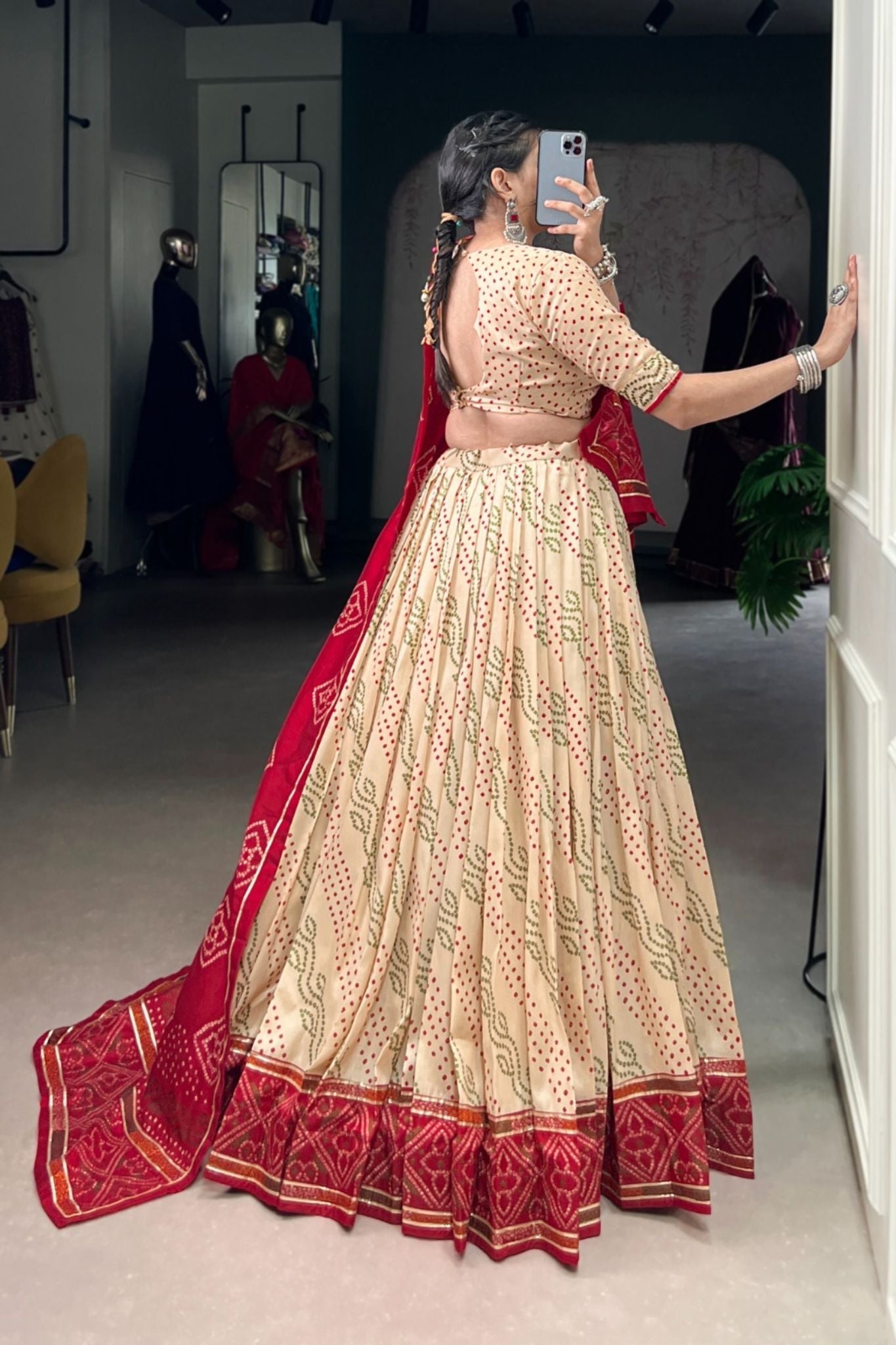 Glamorous Bandhej Print Lehenga Choli for Navratri And Weddings
