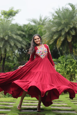 Maroon Attractive Navratri Gown