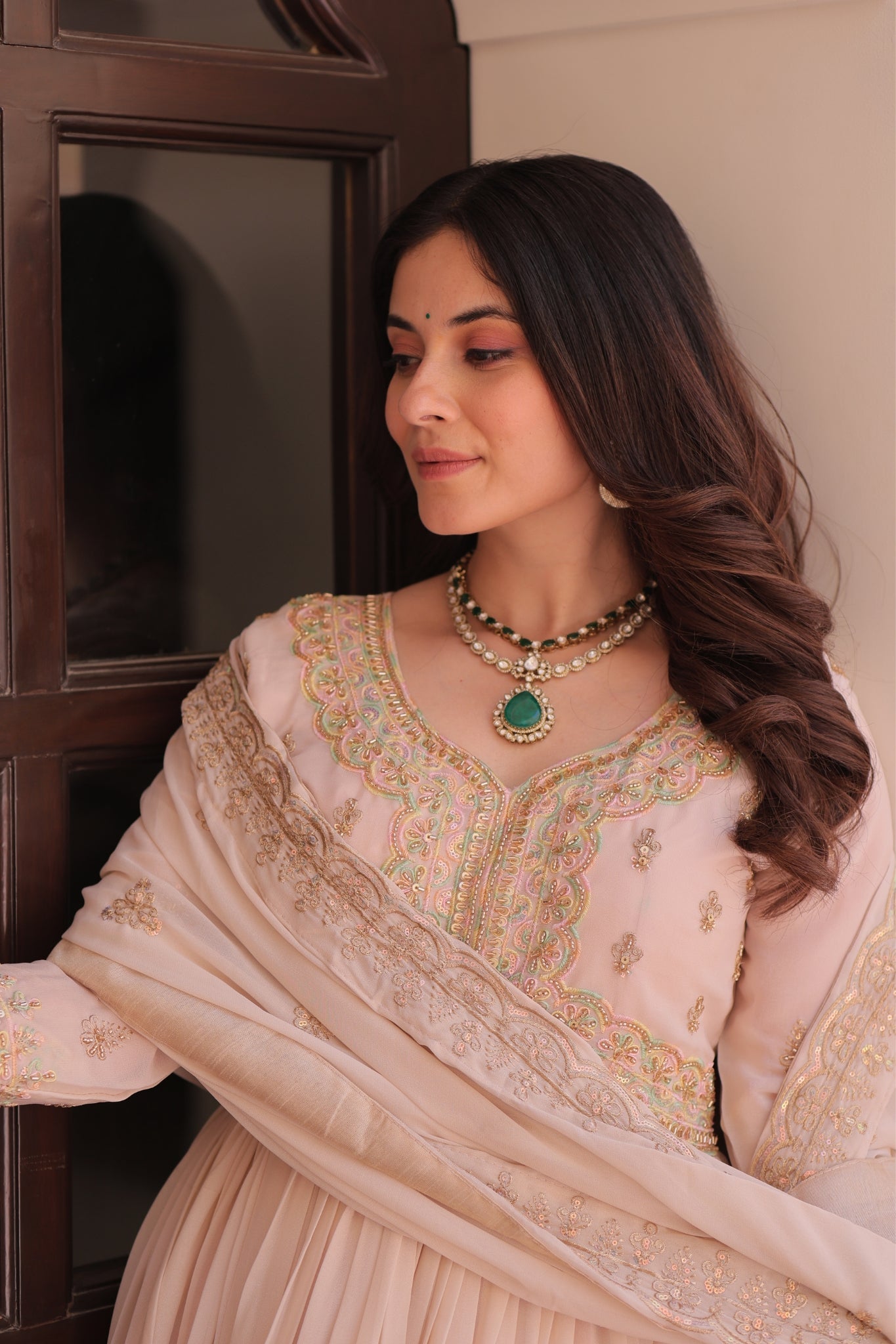 Designer Georgette Gown With Sequins Elegance