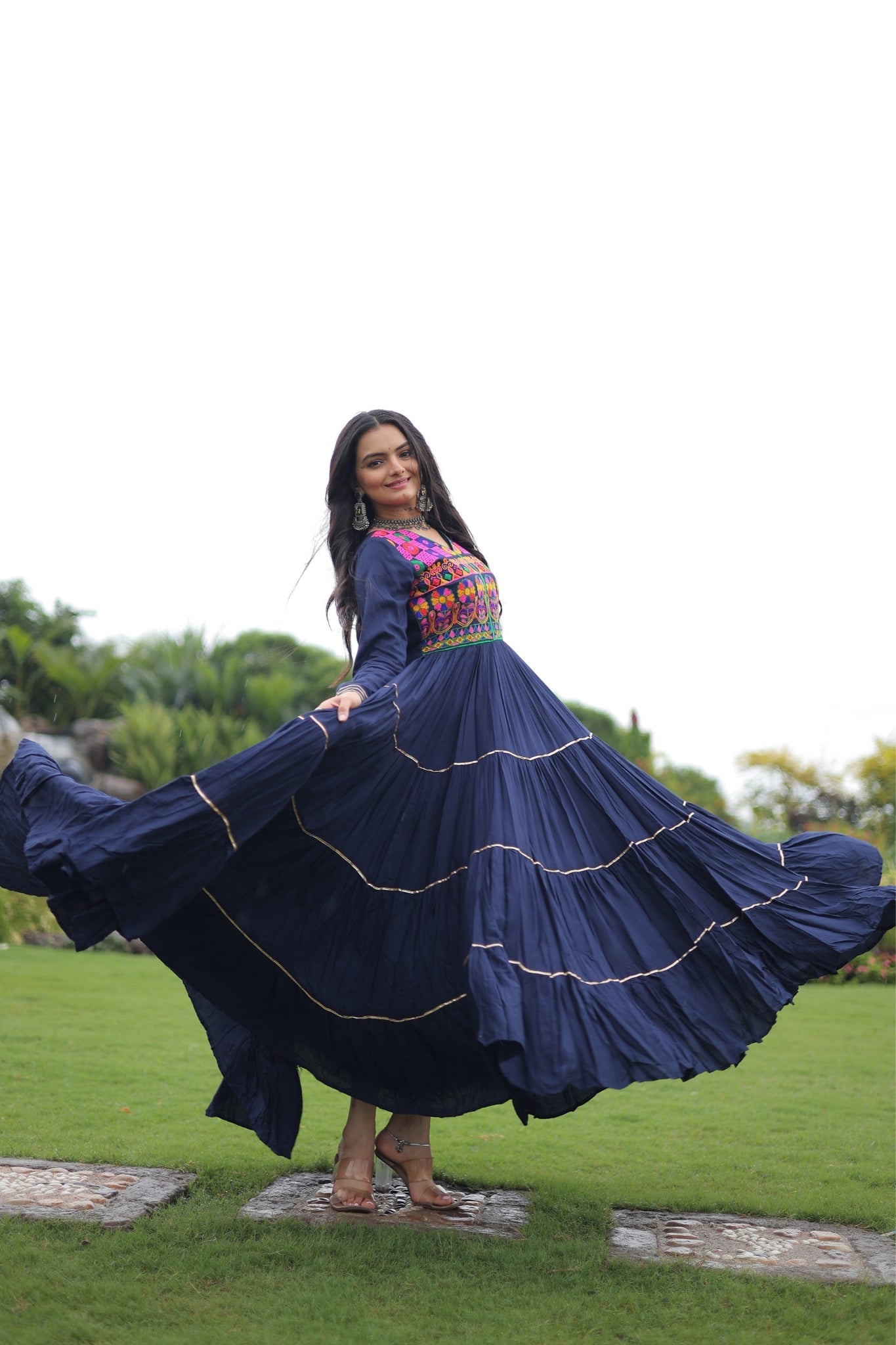 Kutchi Gamthi Embroidered With Mirror Hand Work Navratri Special Gown